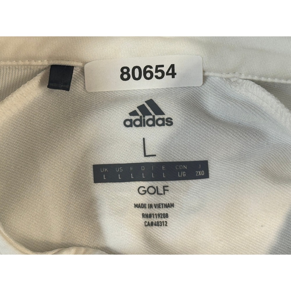 Adidas Golf Mens Large White 1/4 Zip Pullover 3-Stripe Performance CW4984 - Picture 5 of 7
